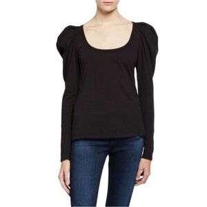 A.L.C. Black Long Sleeve Top with Puffed Shoulders
